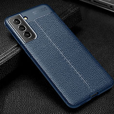 Silikon Hülle Handyhülle Gummi Schutzhülle Flexible Leder Tasche S01 für Samsung Galaxy S21 FE 5G Blau
