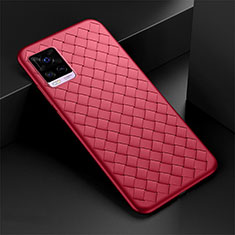 Silikon Hülle Handyhülle Gummi Schutzhülle Flexible Leder Tasche S01 für Vivo V20 Pro 5G Rot