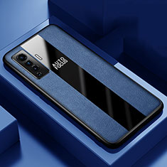 Silikon Hülle Handyhülle Gummi Schutzhülle Flexible Leder Tasche S01 für Vivo X50 5G Blau