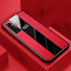 Silikon Hülle Handyhülle Gummi Schutzhülle Flexible Leder Tasche S01 für Vivo X50 5G Rot