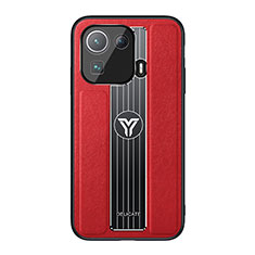 Silikon Hülle Handyhülle Gummi Schutzhülle Flexible Leder Tasche S01 für Xiaomi Mi 11 Pro 5G Rot