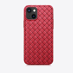Silikon Hülle Handyhülle Gummi Schutzhülle Flexible Leder Tasche S02 für Apple iPhone 13 Mini Rot