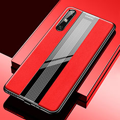 Silikon Hülle Handyhülle Gummi Schutzhülle Flexible Leder Tasche S02 für Huawei Enjoy 10e Rot