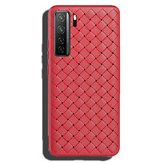 Silikon Hülle Handyhülle Gummi Schutzhülle Flexible Leder Tasche S02 für Huawei Nova 7 SE 5G Rot