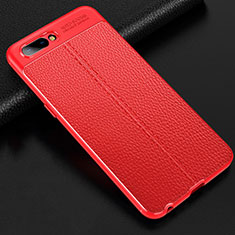 Silikon Hülle Handyhülle Gummi Schutzhülle Flexible Leder Tasche S02 für Oppo AX5 Rot