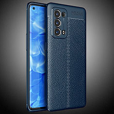 Silikon Hülle Handyhülle Gummi Schutzhülle Flexible Leder Tasche S02 für Oppo Reno6 Pro+ Plus 5G Blau