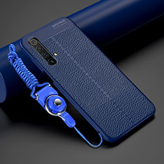 Silikon Hülle Handyhülle Gummi Schutzhülle Flexible Leder Tasche S02 für Realme X50m 5G Blau