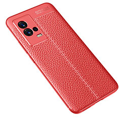 Silikon Hülle Handyhülle Gummi Schutzhülle Flexible Leder Tasche S02 für Vivo iQOO 8 5G Rot