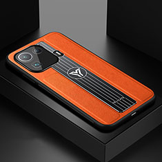 Silikon Hülle Handyhülle Gummi Schutzhülle Flexible Leder Tasche S02 für Xiaomi Mi 11 Pro 5G Orange