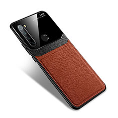 Silikon Hülle Handyhülle Gummi Schutzhülle Flexible Leder Tasche S02 für Xiaomi Redmi Note 8 (2021) Braun