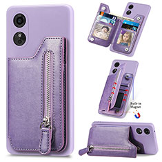 Silikon Hülle Handyhülle Gummi Schutzhülle Flexible Leder Tasche S02D für Oppo A17 Violett