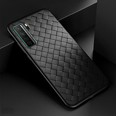 Silikon Hülle Handyhülle Gummi Schutzhülle Flexible Leder Tasche S03 für Huawei Nova 7 SE 5G Schwarz