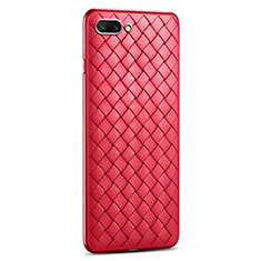 Silikon Hülle Handyhülle Gummi Schutzhülle Flexible Leder Tasche S03 für Oppo A12e Rot