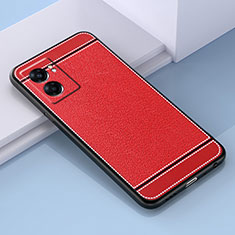 Silikon Hülle Handyhülle Gummi Schutzhülle Flexible Leder Tasche S03 für Oppo A57 5G Rot