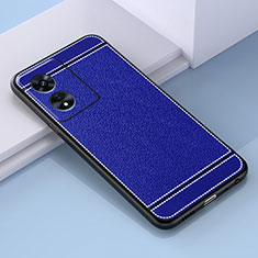 Silikon Hülle Handyhülle Gummi Schutzhülle Flexible Leder Tasche S03 für Oppo A58 5G Blau