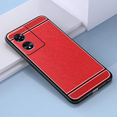 Silikon Hülle Handyhülle Gummi Schutzhülle Flexible Leder Tasche S03 für Oppo A78 5G Rot