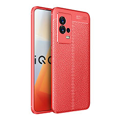 Silikon Hülle Handyhülle Gummi Schutzhülle Flexible Leder Tasche S03 für Vivo iQOO 8 5G Rot