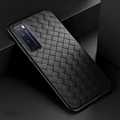 Silikon Hülle Handyhülle Gummi Schutzhülle Flexible Leder Tasche S04 für Huawei Nova 7 Pro 5G Schwarz