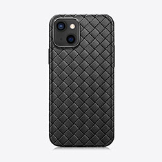 Silikon Hülle Handyhülle Gummi Schutzhülle Flexible Leder Tasche S06 für Apple iPhone 14 Schwarz