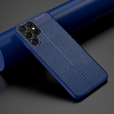 Silikon Hülle Handyhülle Gummi Schutzhülle Flexible Leder Tasche S06 für Samsung Galaxy S23 Ultra 5G Blau