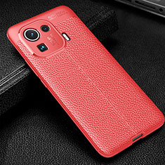 Silikon Hülle Handyhülle Gummi Schutzhülle Flexible Leder Tasche S06 für Xiaomi Mi 11 Pro 5G Rot