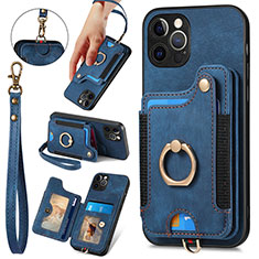 Silikon Hülle Handyhülle Gummi Schutzhülle Flexible Leder Tasche SD1 für Apple iPhone 13 Pro Max Blau