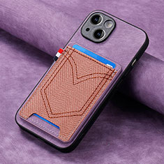 Silikon Hülle Handyhülle Gummi Schutzhülle Flexible Leder Tasche SD1 für Apple iPhone 14 Helles Lila