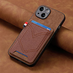 Silikon Hülle Handyhülle Gummi Schutzhülle Flexible Leder Tasche SD1 für Apple iPhone 15 Plus Braun