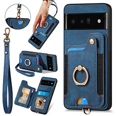 Silikon Hülle Handyhülle Gummi Schutzhülle Flexible Leder Tasche SD1 für Google Pixel 6 Pro 5G Blau