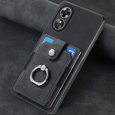 Silikon Hülle Handyhülle Gummi Schutzhülle Flexible Leder Tasche SD1 für Oppo A17 Schwarz