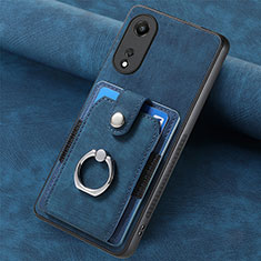 Silikon Hülle Handyhülle Gummi Schutzhülle Flexible Leder Tasche SD1 für Oppo A58 5G Blau