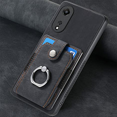 Silikon Hülle Handyhülle Gummi Schutzhülle Flexible Leder Tasche SD1 für Oppo A58 5G Schwarz
