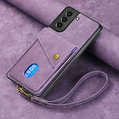 Silikon Hülle Handyhülle Gummi Schutzhülle Flexible Leder Tasche SD1 für Samsung Galaxy S22 5G Helles Lila