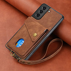 Silikon Hülle Handyhülle Gummi Schutzhülle Flexible Leder Tasche SD1 für Samsung Galaxy S22 Plus 5G Braun