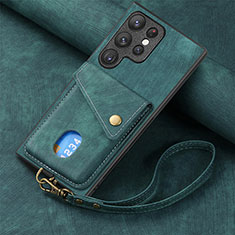 Silikon Hülle Handyhülle Gummi Schutzhülle Flexible Leder Tasche SD1 für Samsung Galaxy S22 Ultra 5G Grün