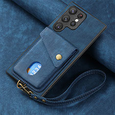 Silikon Hülle Handyhülle Gummi Schutzhülle Flexible Leder Tasche SD1 für Samsung Galaxy S23 Ultra 5G Blau