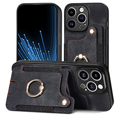 Silikon Hülle Handyhülle Gummi Schutzhülle Flexible Leder Tasche SD10 für Apple iPhone 15 Pro Schwarz