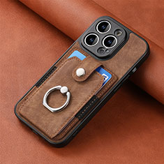 Silikon Hülle Handyhülle Gummi Schutzhülle Flexible Leder Tasche SD11 für Apple iPhone 13 Pro Max Braun