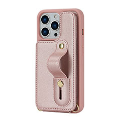 Silikon Hülle Handyhülle Gummi Schutzhülle Flexible Leder Tasche SD14 für Apple iPhone 14 Pro Rosegold