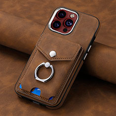 Silikon Hülle Handyhülle Gummi Schutzhülle Flexible Leder Tasche SD15 für Apple iPhone 13 Pro Max Braun
