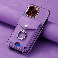 Silikon Hülle Handyhülle Gummi Schutzhülle Flexible Leder Tasche SD15 für Apple iPhone 13 Pro Max Helles Lila