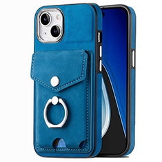Silikon Hülle Handyhülle Gummi Schutzhülle Flexible Leder Tasche SD16 für Apple iPhone 15 Plus Blau