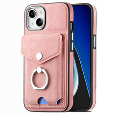 Silikon Hülle Handyhülle Gummi Schutzhülle Flexible Leder Tasche SD16 für Apple iPhone 15 Plus Rosa