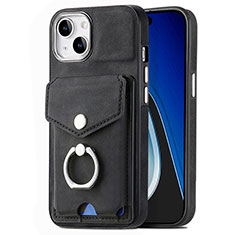 Silikon Hülle Handyhülle Gummi Schutzhülle Flexible Leder Tasche SD16 für Apple iPhone 15 Plus Schwarz