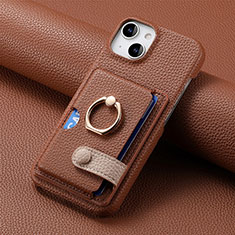 Silikon Hülle Handyhülle Gummi Schutzhülle Flexible Leder Tasche SD17 für Apple iPhone 14 Plus Braun
