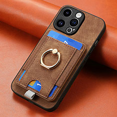 Silikon Hülle Handyhülle Gummi Schutzhülle Flexible Leder Tasche SD18 für Apple iPhone 15 Pro Max Braun