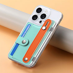 Silikon Hülle Handyhülle Gummi Schutzhülle Flexible Leder Tasche SD19 für Apple iPhone 14 Pro Cyan
