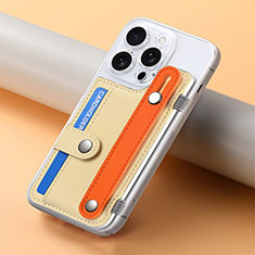 Silikon Hülle Handyhülle Gummi Schutzhülle Flexible Leder Tasche SD19 für Apple iPhone 15 Pro Gold