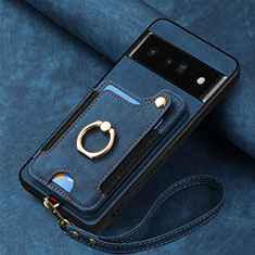 Silikon Hülle Handyhülle Gummi Schutzhülle Flexible Leder Tasche SD2 für Google Pixel 6 Pro 5G Blau