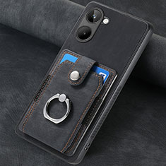 Silikon Hülle Handyhülle Gummi Schutzhülle Flexible Leder Tasche SD2 für Realme 10 4G Schwarz